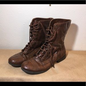 Cute Brown Lace Up Boots Size 8